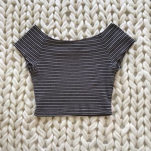 Brandy Melville striped off-the-shoulder crop top